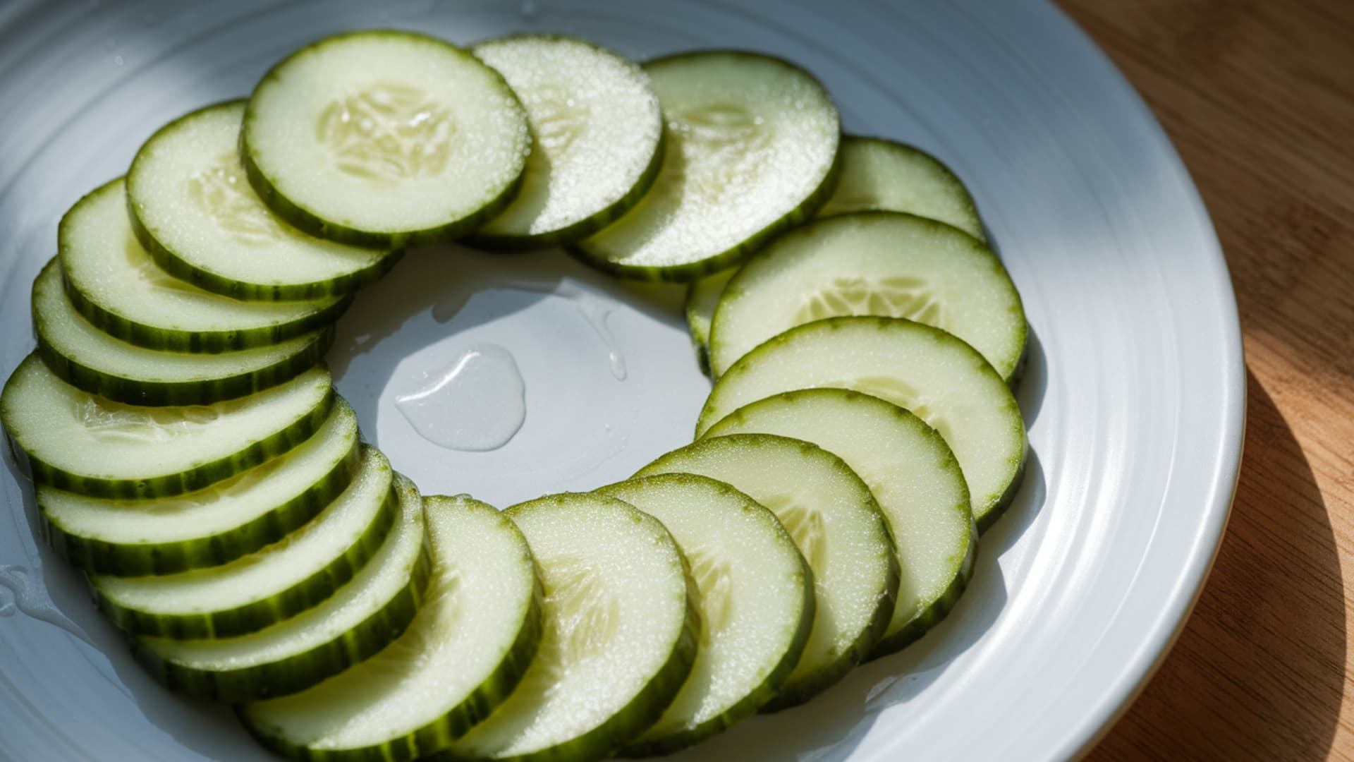 cucumber slices fresh watery green low calorie snack close up minimal style natural light