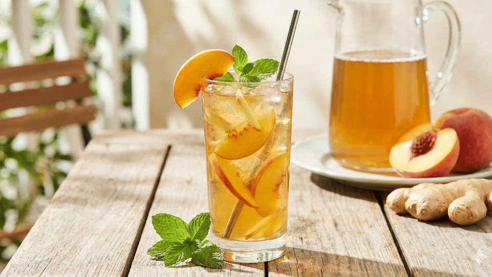 ginger peach iced green tea