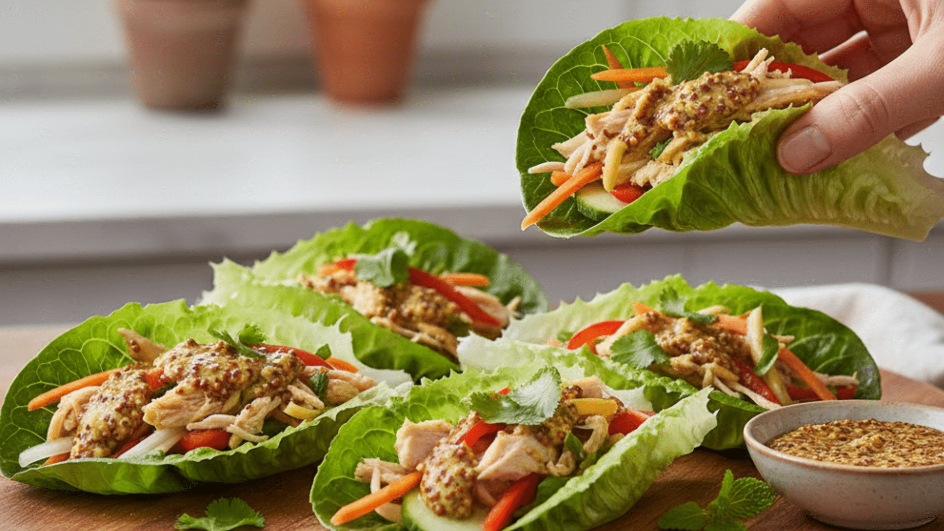 lettuce wrap with mustard