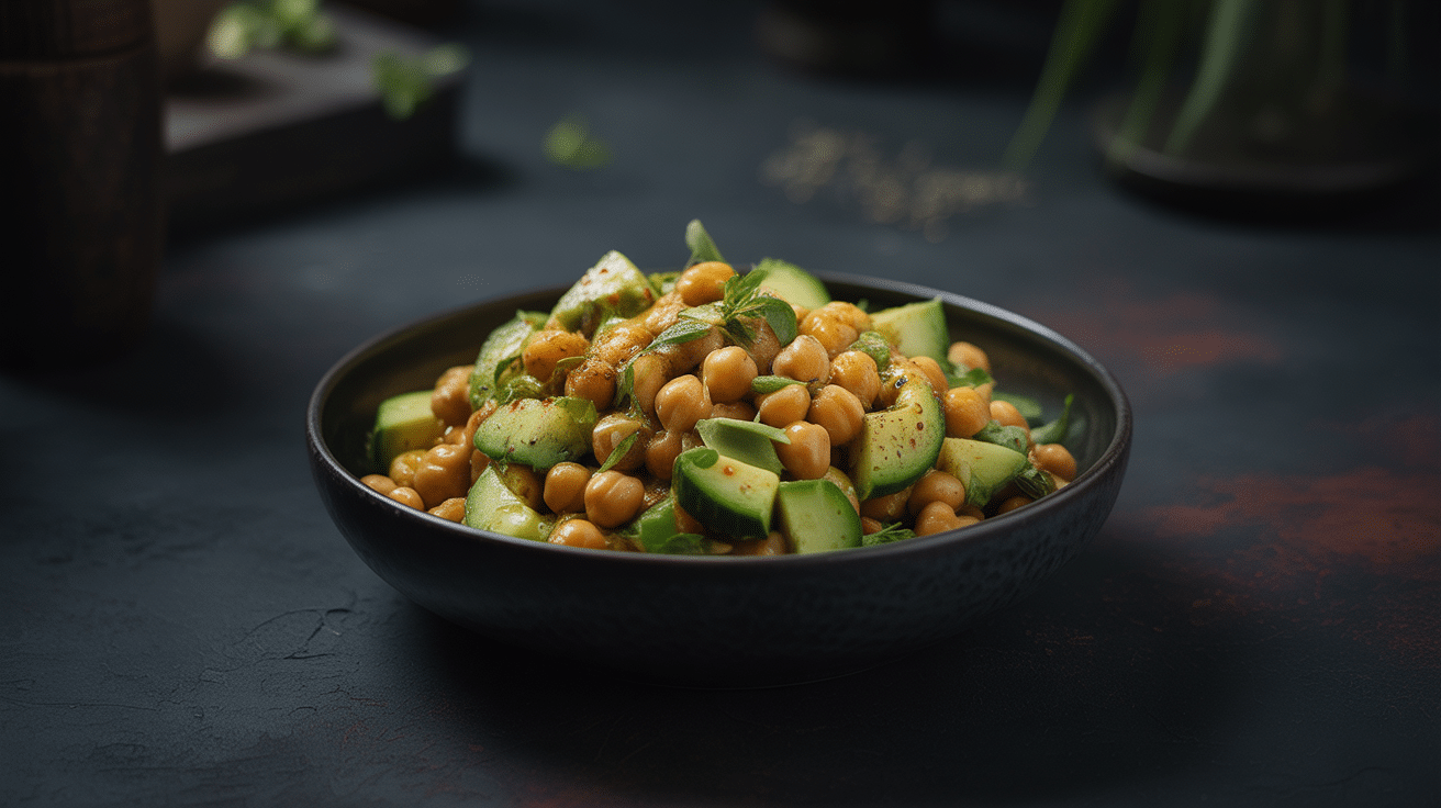 vegan & dairy free chickpea cucumber salad
