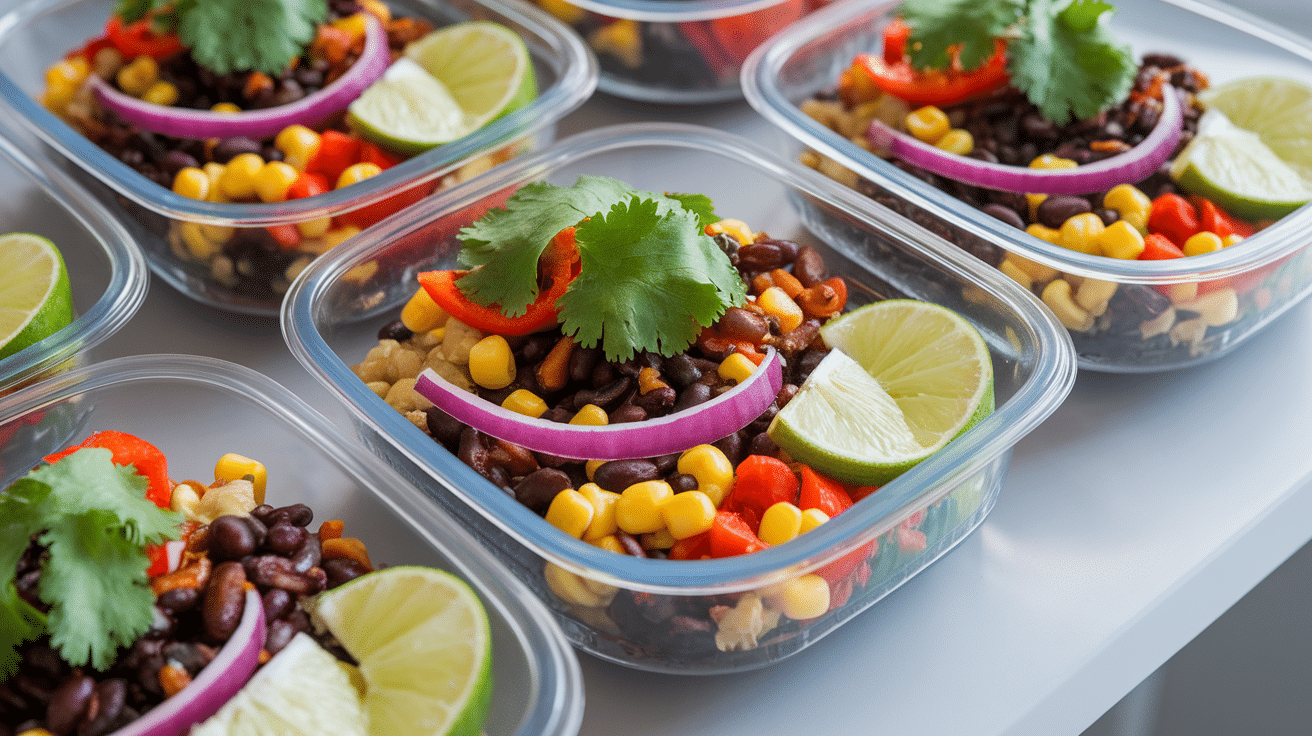 black rice beans grain salad