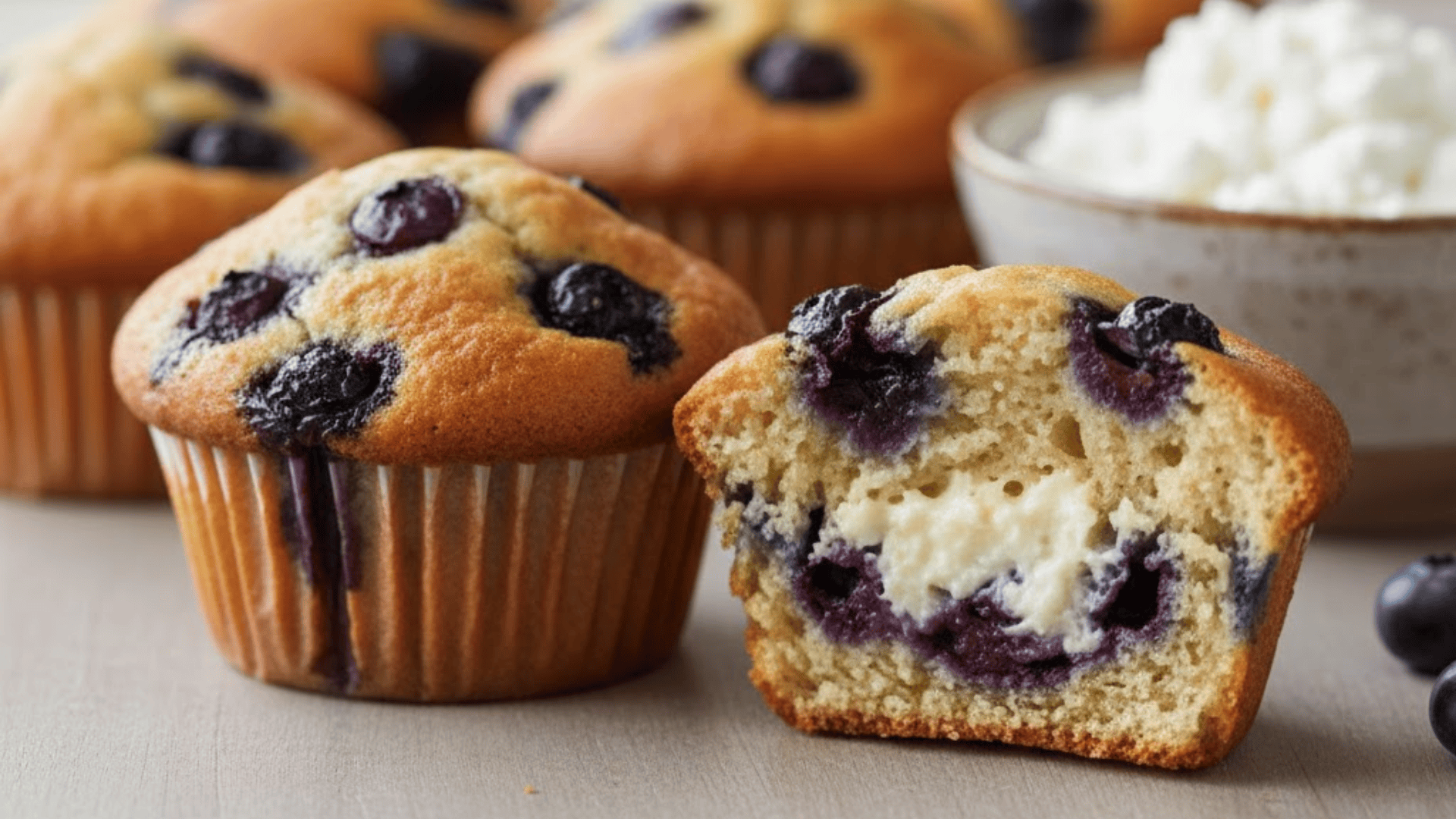 blueberry cottage cheese muffins