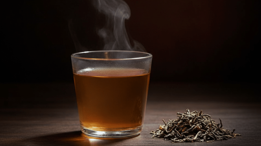 Oolong tea caffeine content guide with loose leaf tea and brewed cup