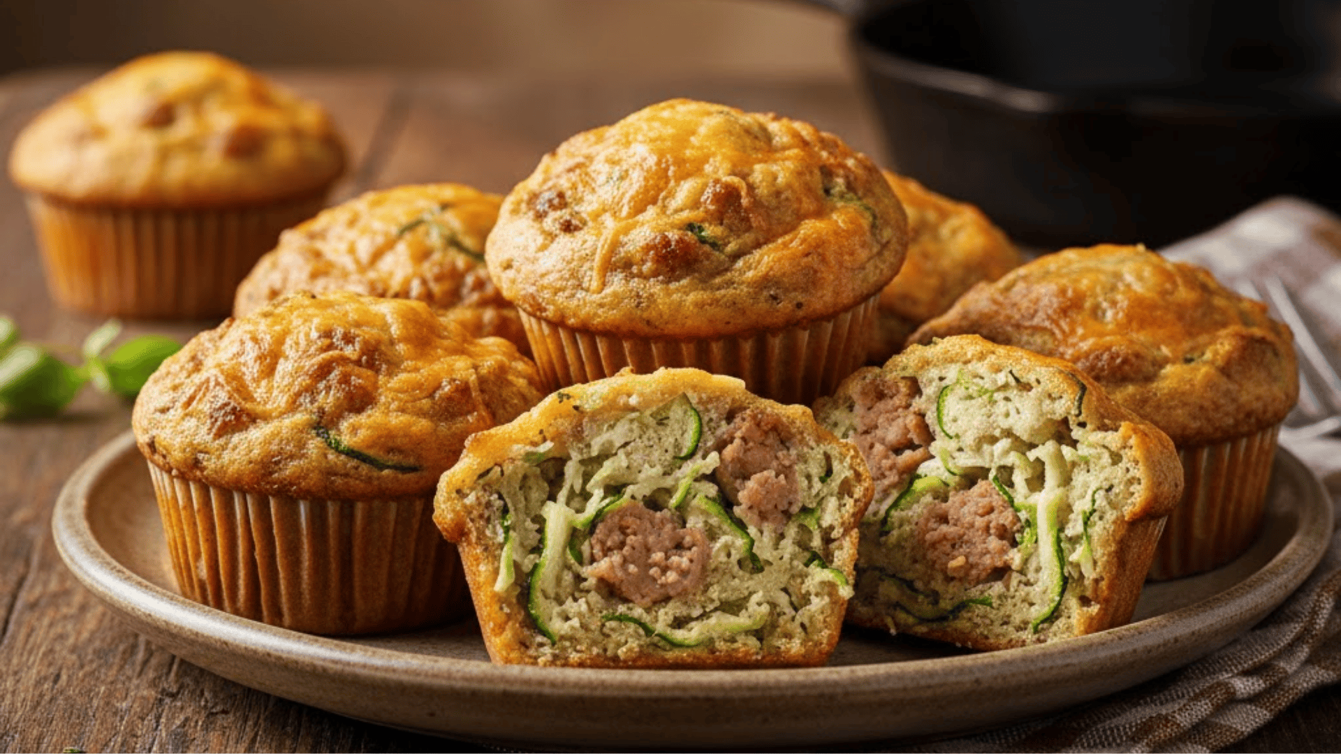 savory zucchini sausage muffins