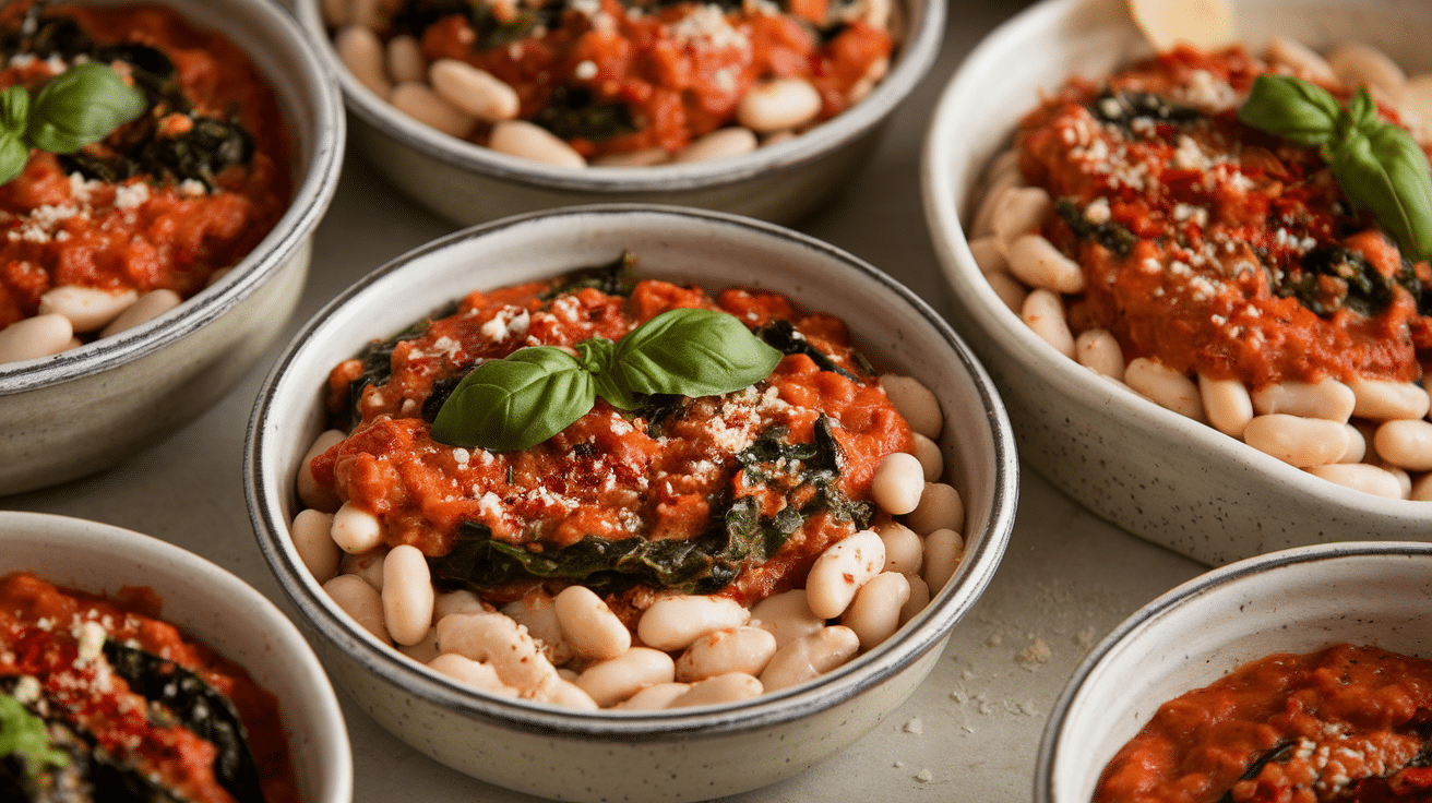 white beans greens in garlicky