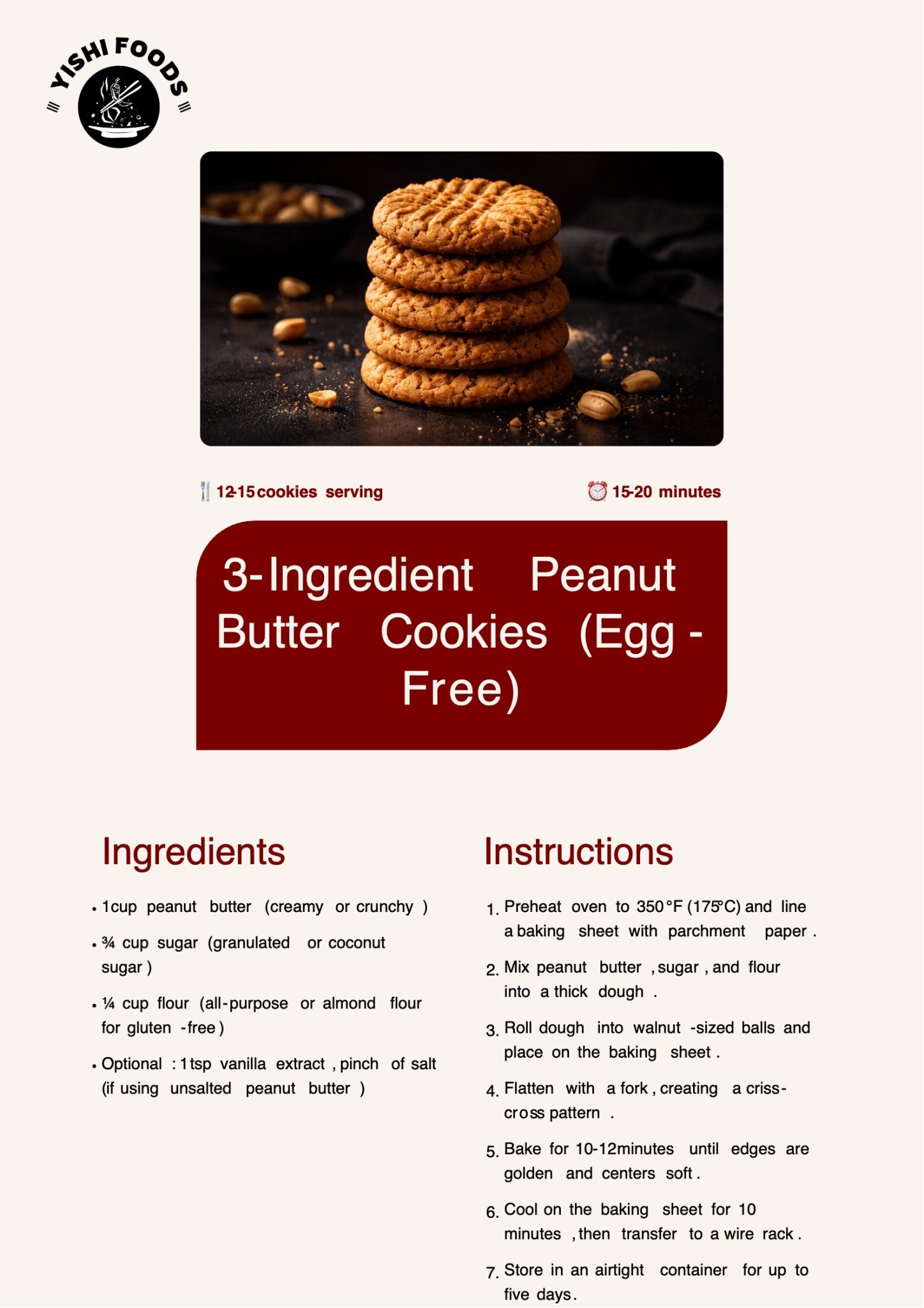 3 ingredient peanut butter cookies without eggs