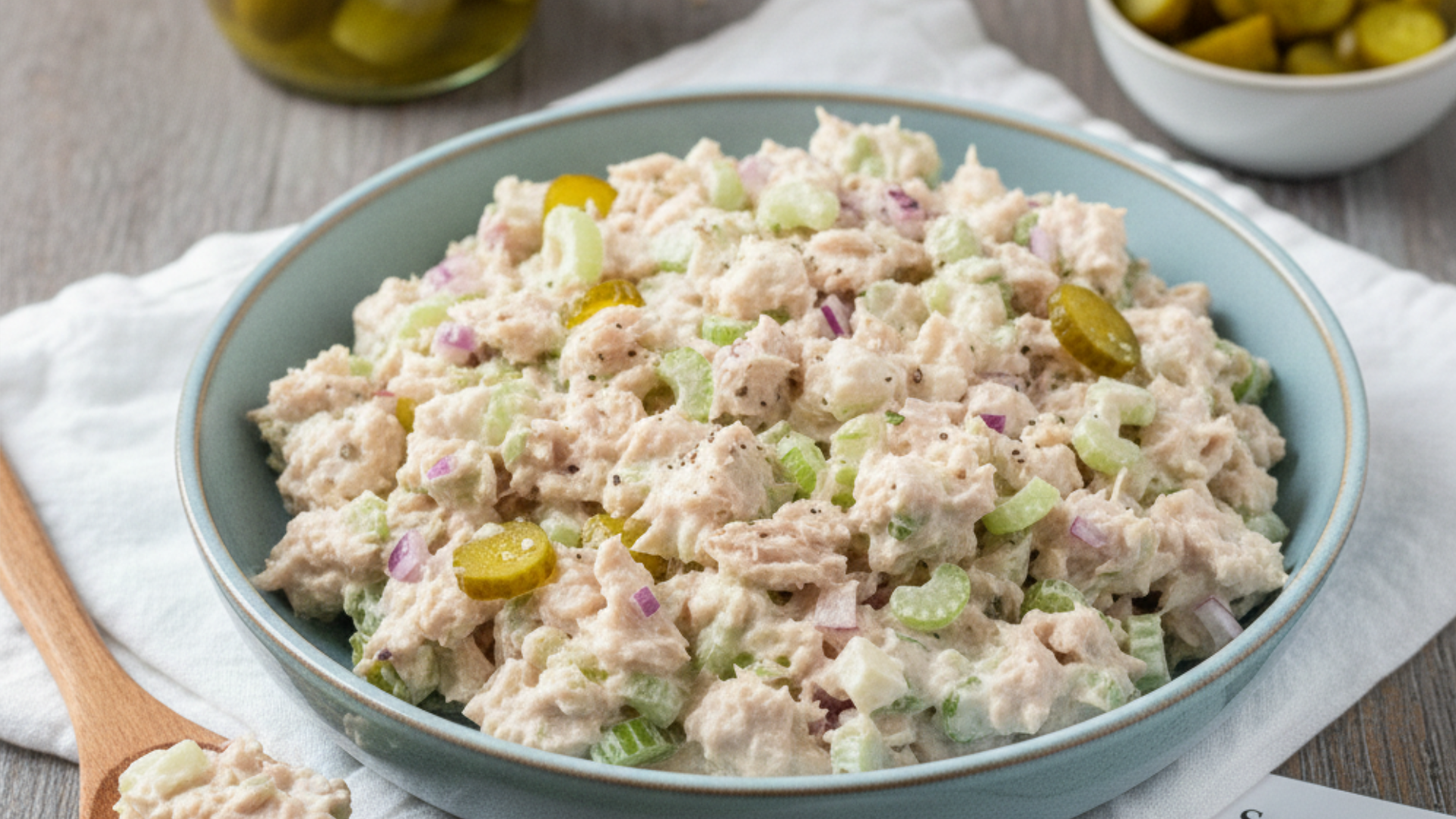 sweet pickle tuna greek yogurt salad