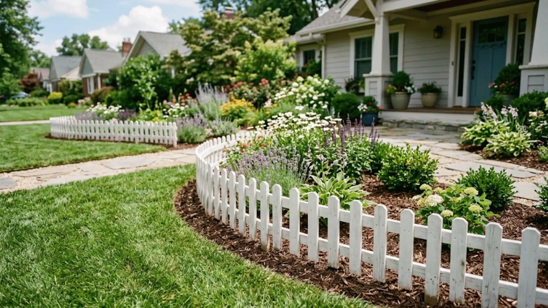 a low fence border around the planters for the protection of the plants