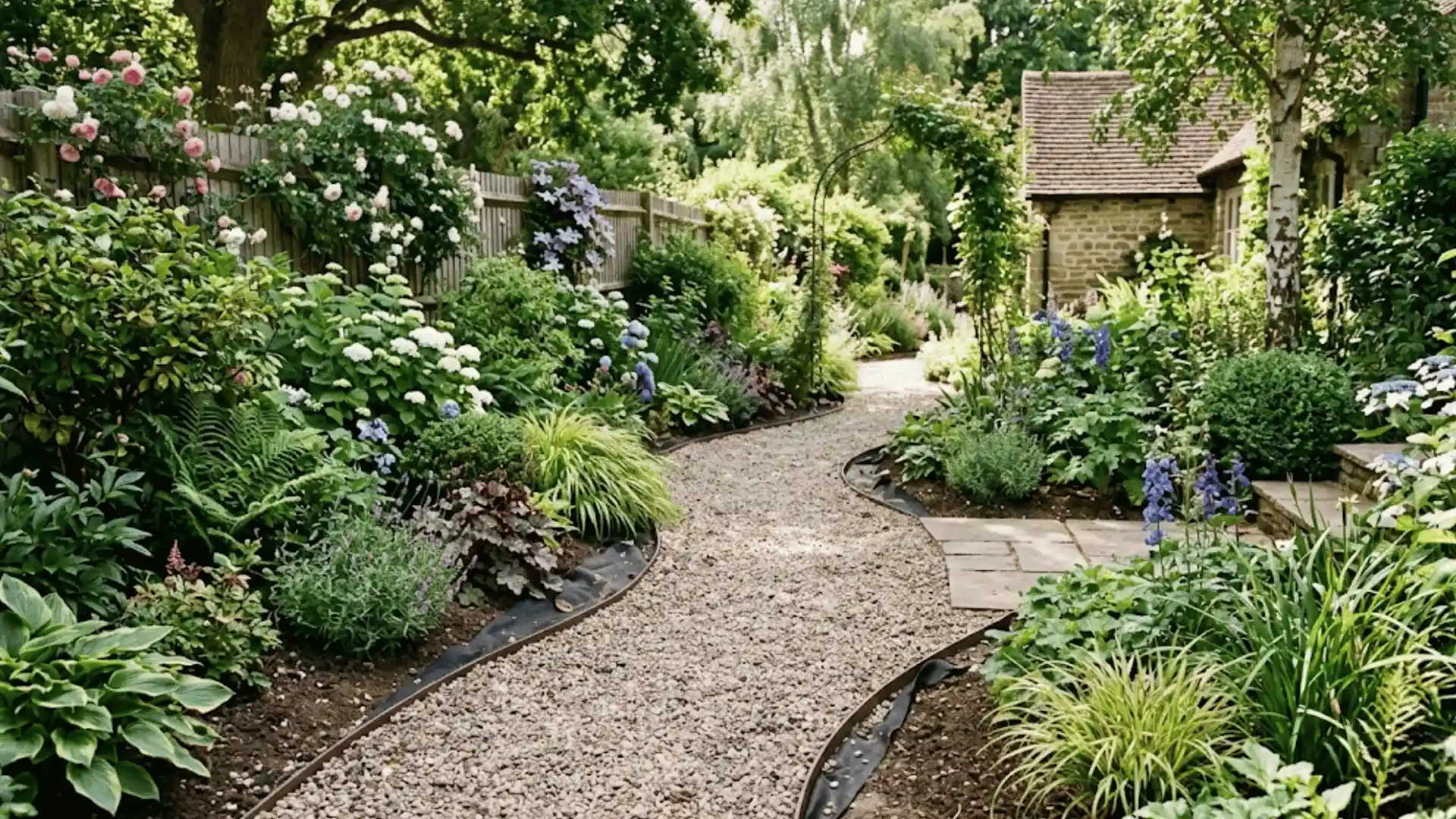 a photo of gravel pathway one of the easiest rock landscaping is shown in the picture