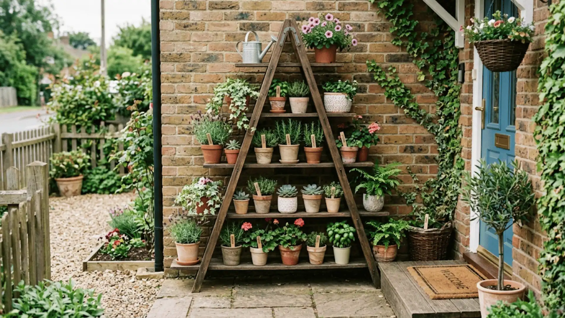 a picture of vertical planter with number of so many planters in it with different colors giving green vibe
