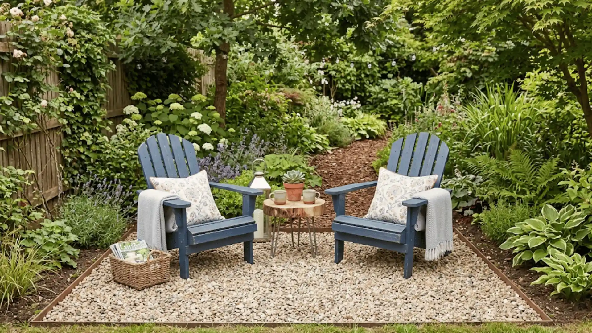 there are two chair with pillow and side coffee table in between the greeny