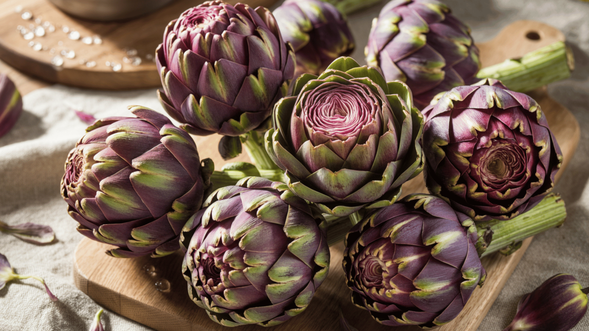 a couple of tender and flavorful artichoke variety, known for its deep purple leaves and heart.