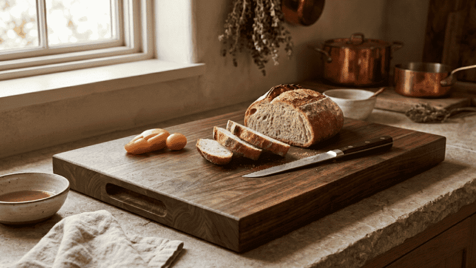 a high quality picture of walnut a luxurious and durable choice with the bread on it