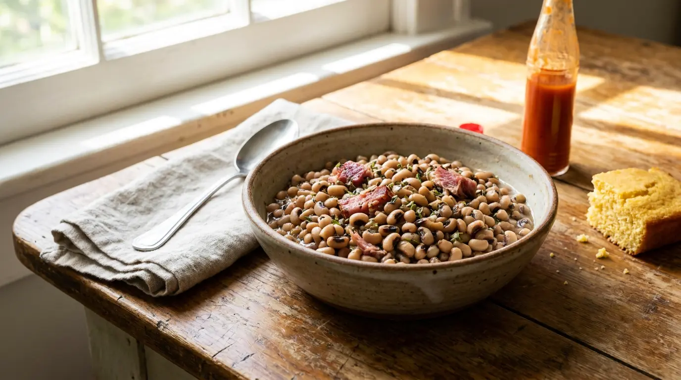 black eyed peas on the kitchen table