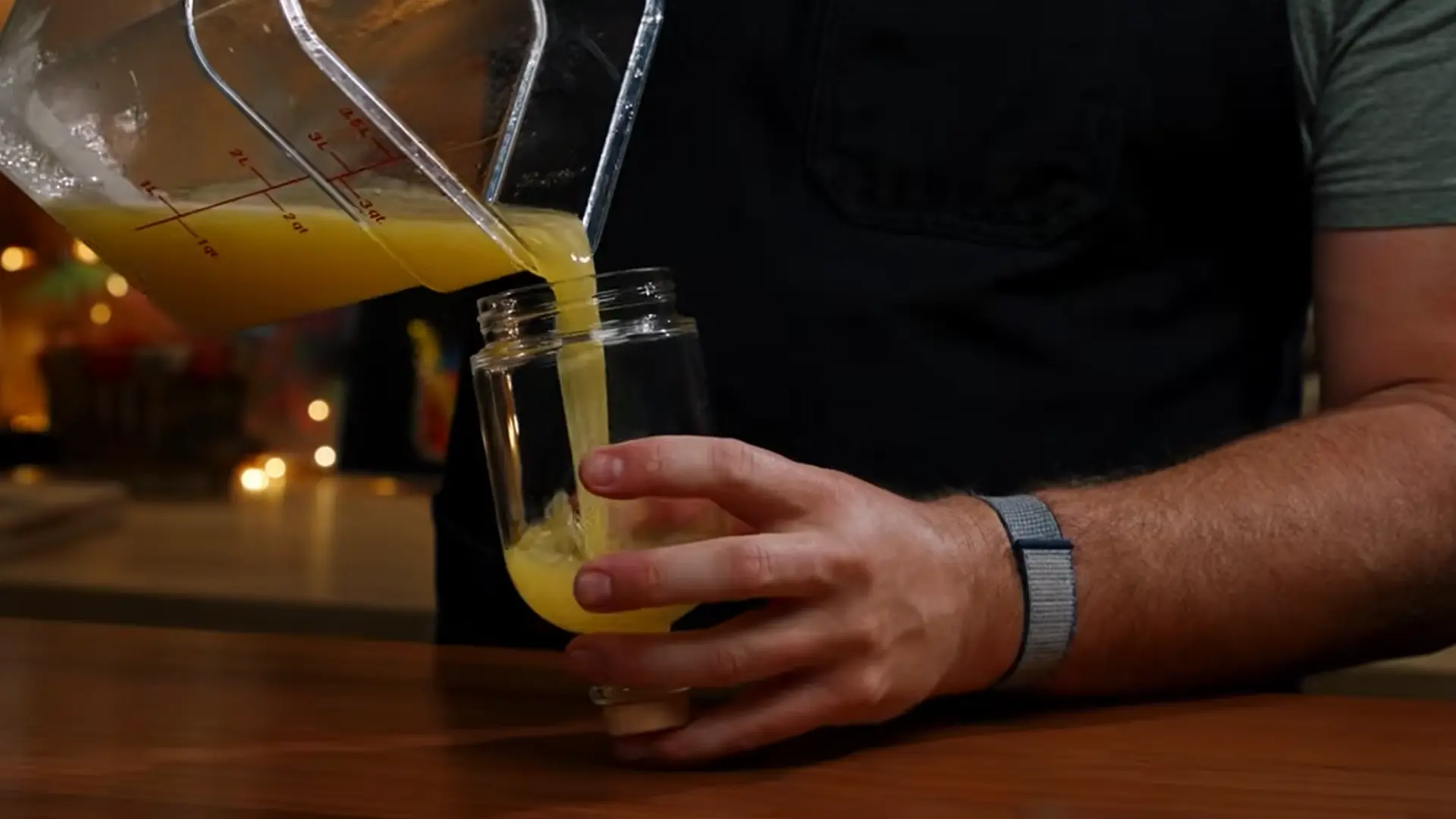 chilled homemade pineapple juice poured into a glass to served with ice for refreshing tropical drink