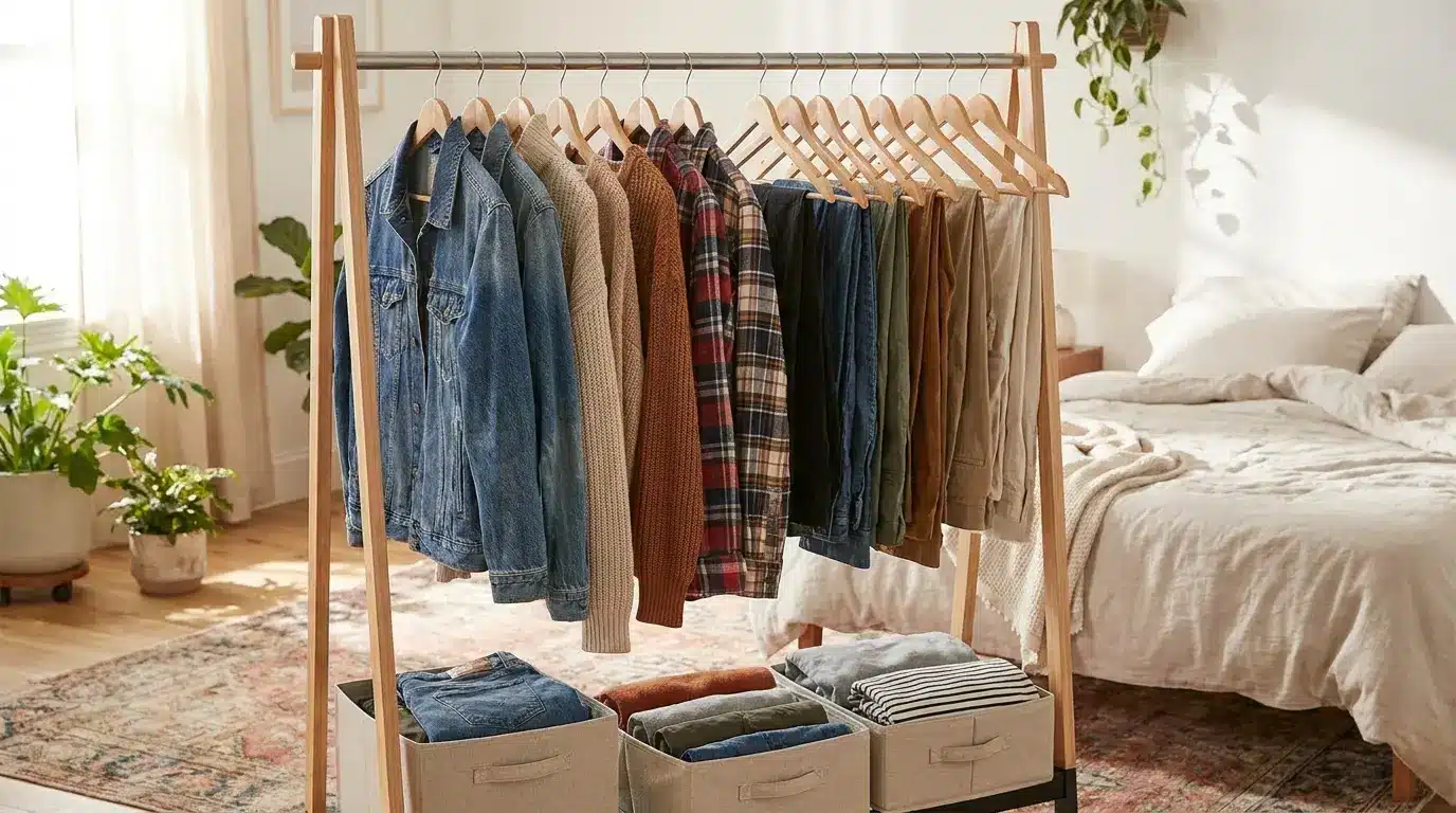 designated spot for lightly worn clothes kept separate from clean and dirty laundry
