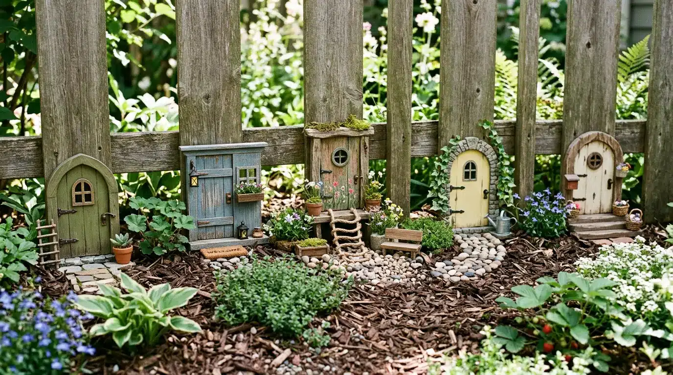 fairy doors along fence
