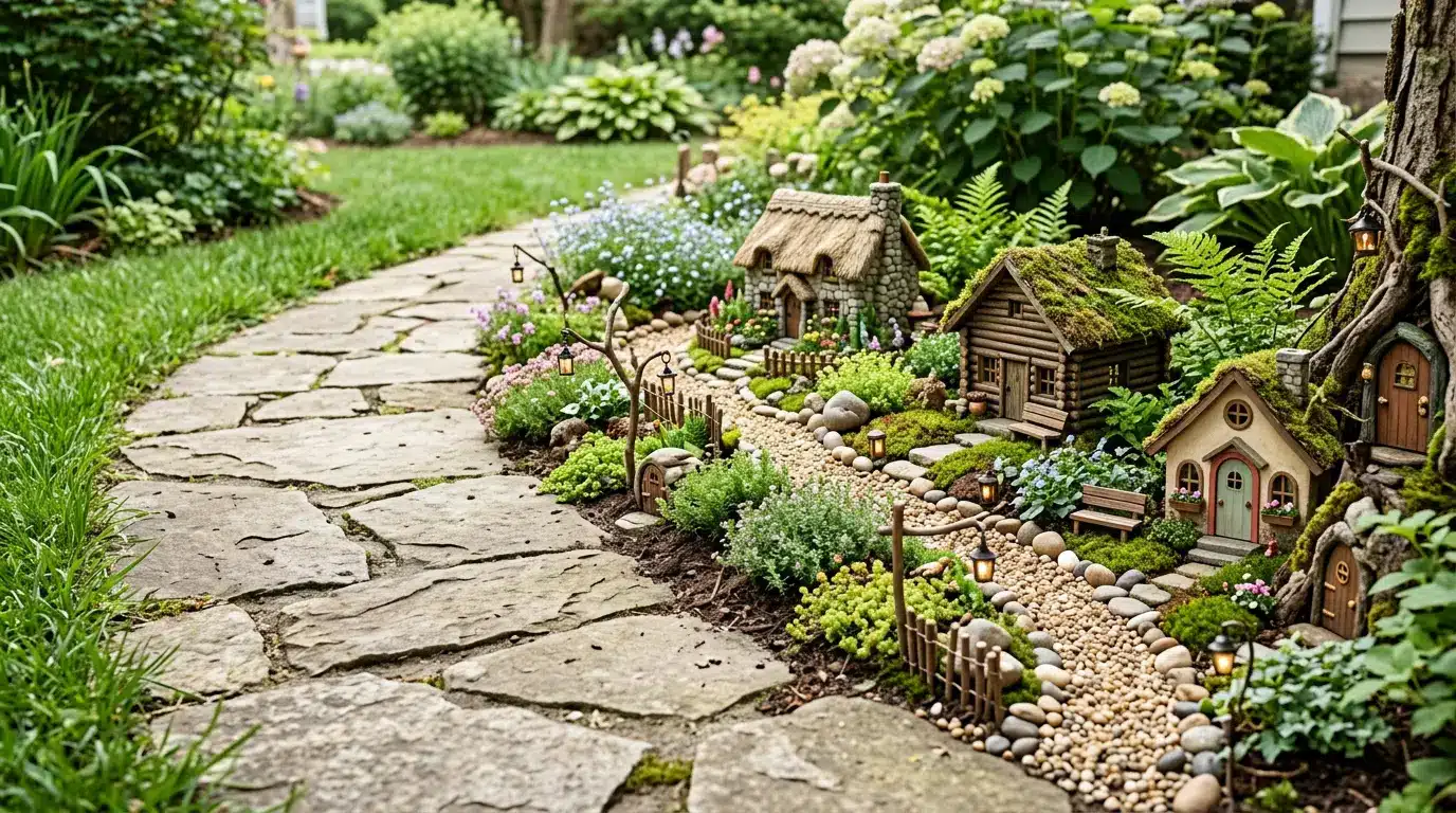 fairy village by walkway