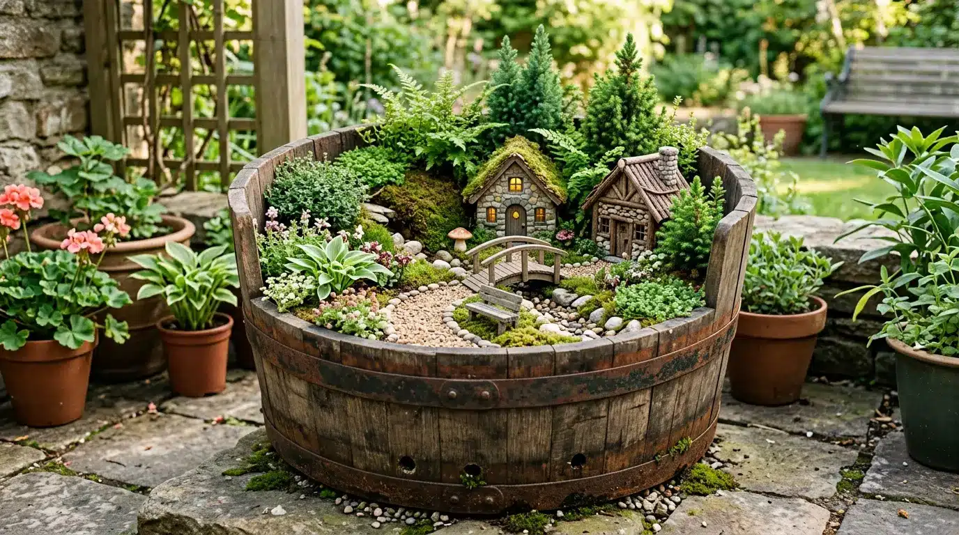 fairy village in barrel