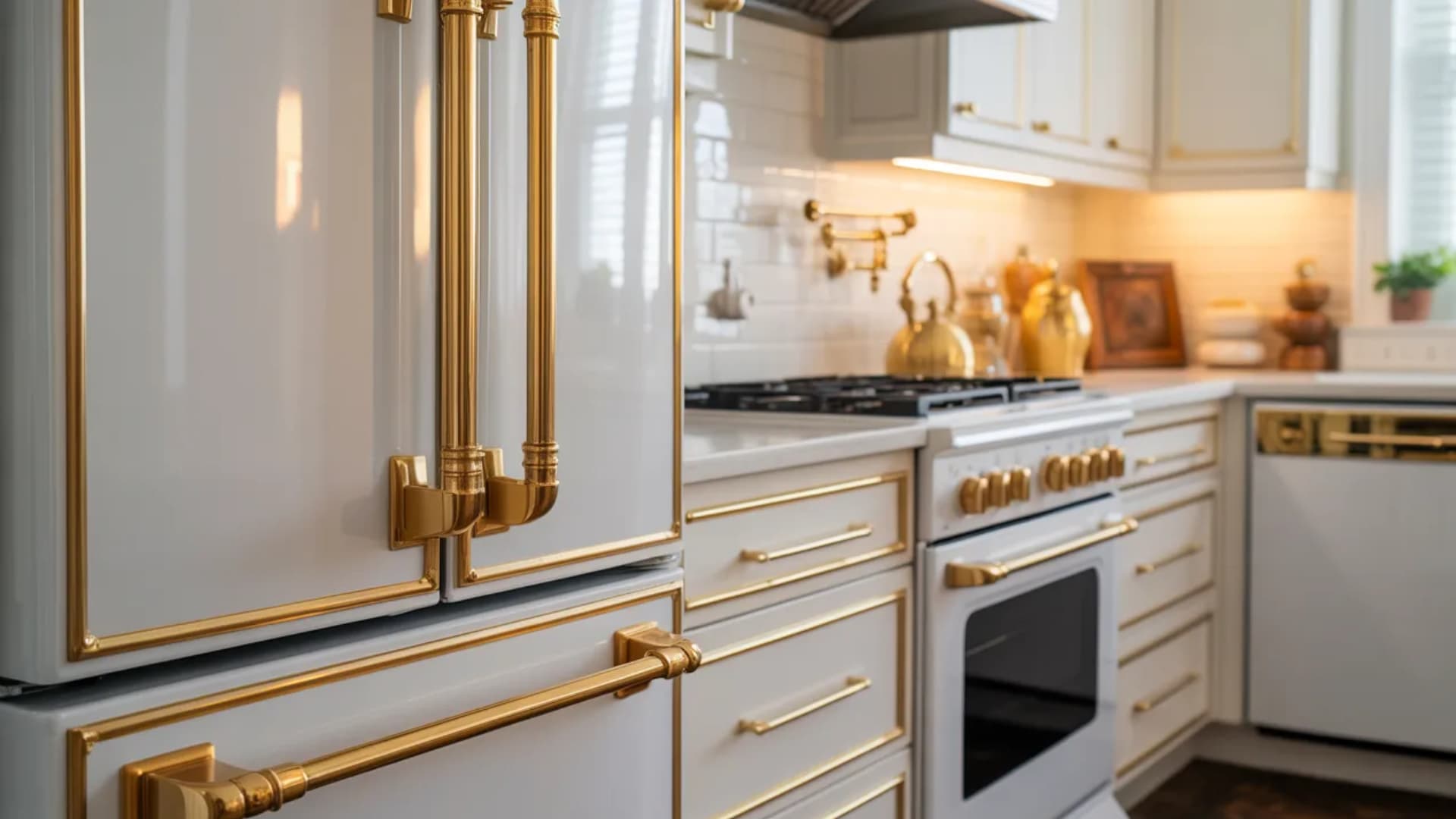 gold accents to your appliances, like knobs, handles, or trim, is a subtle yet effective way to integrate gold into your kitchen