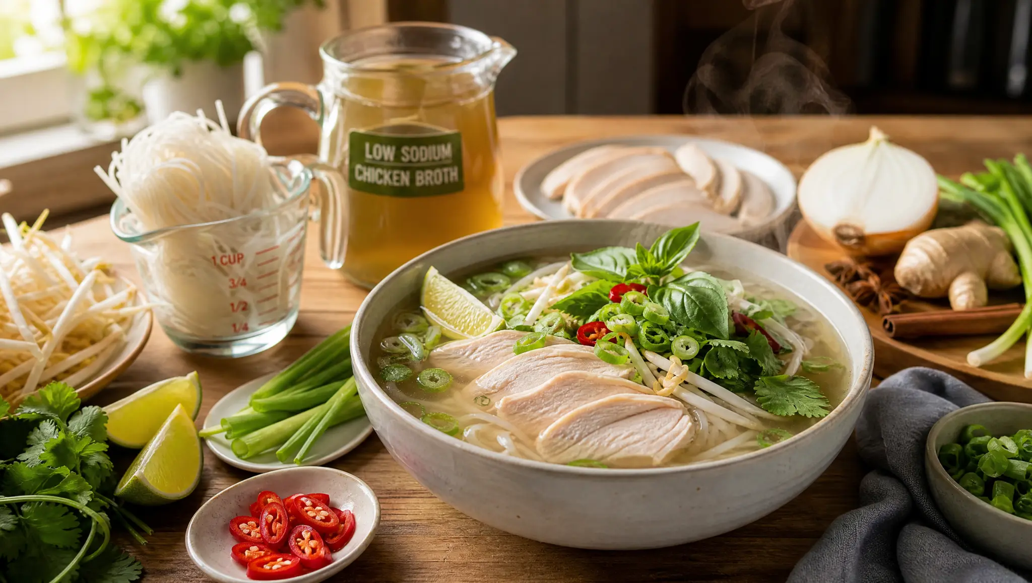 homemade lower calorie chicken pho