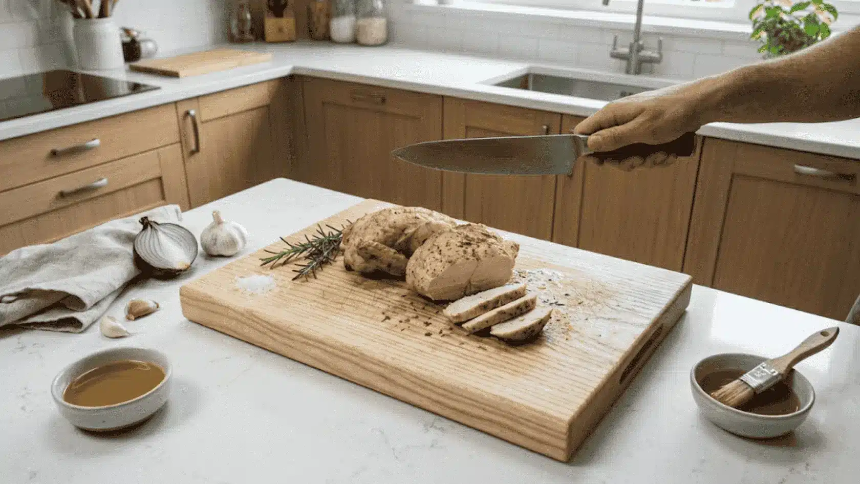 image highlighting the natural flexibility, toughness, and clean aesthetic of an ash wood cutting board