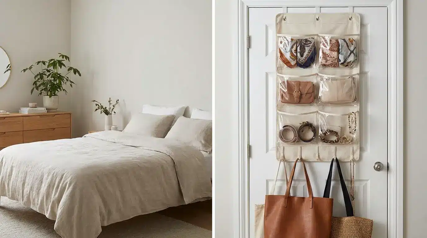 minimal bedroom with uncluttered surfaces simple storage and clean visual appeal (1)