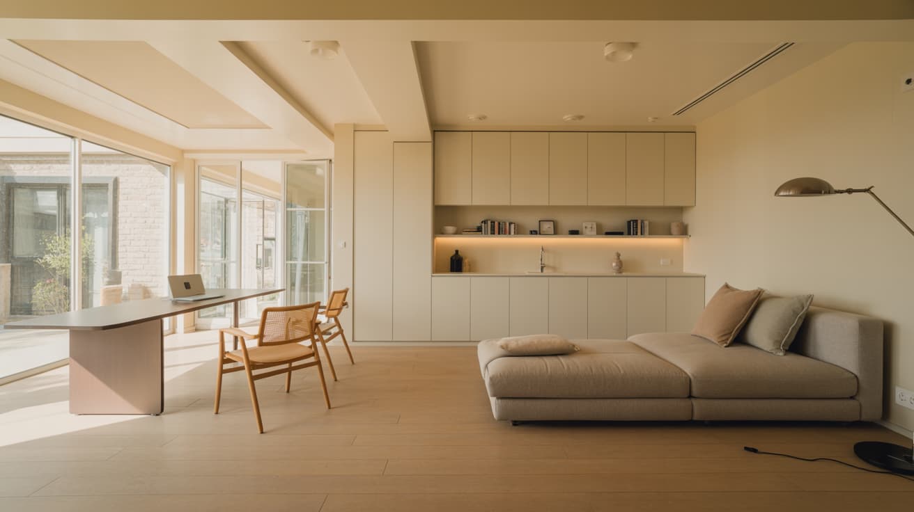 multi purpose flex room with open layout built in storage natural light and flexible furniture