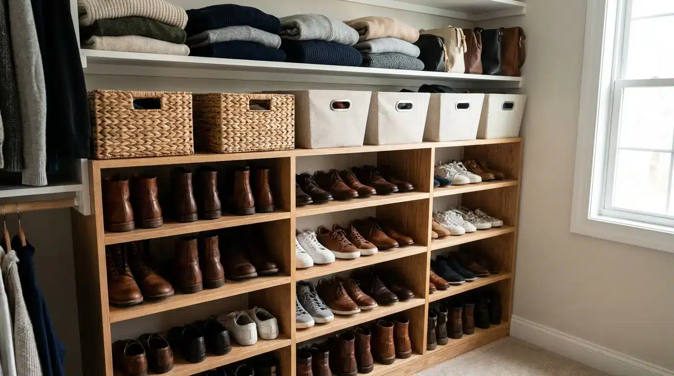 organized shoe storage system keeping footwear neatly arranged and easy to access