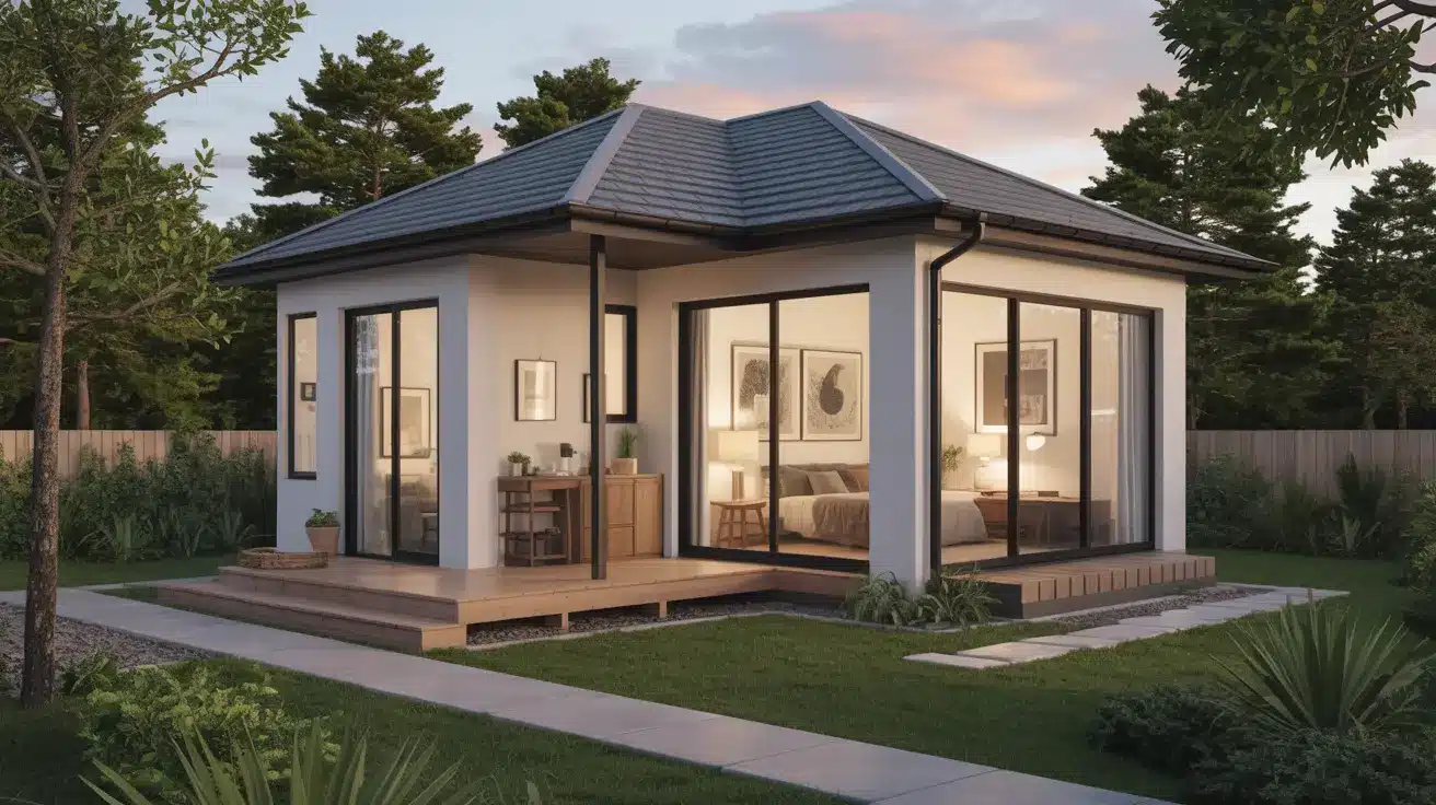 real-life 3-bedroom house on a small urban lot with efficient storage and multi-functional rooms
