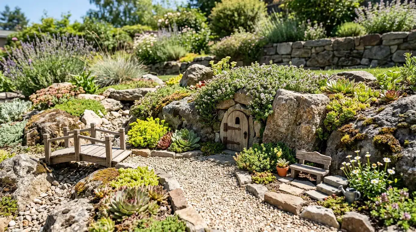 rock garden fairy layout