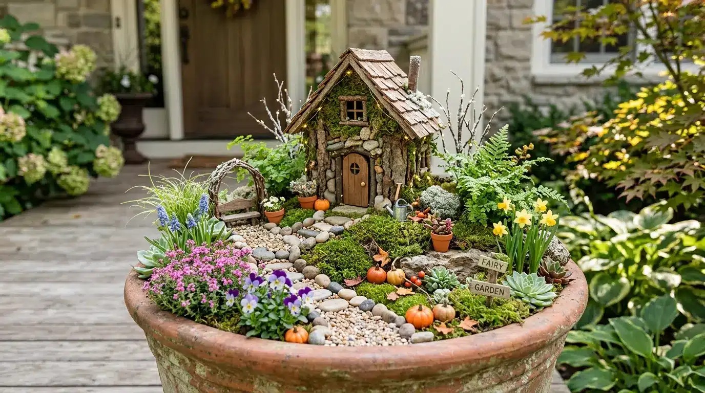 seasonal fairy garden display