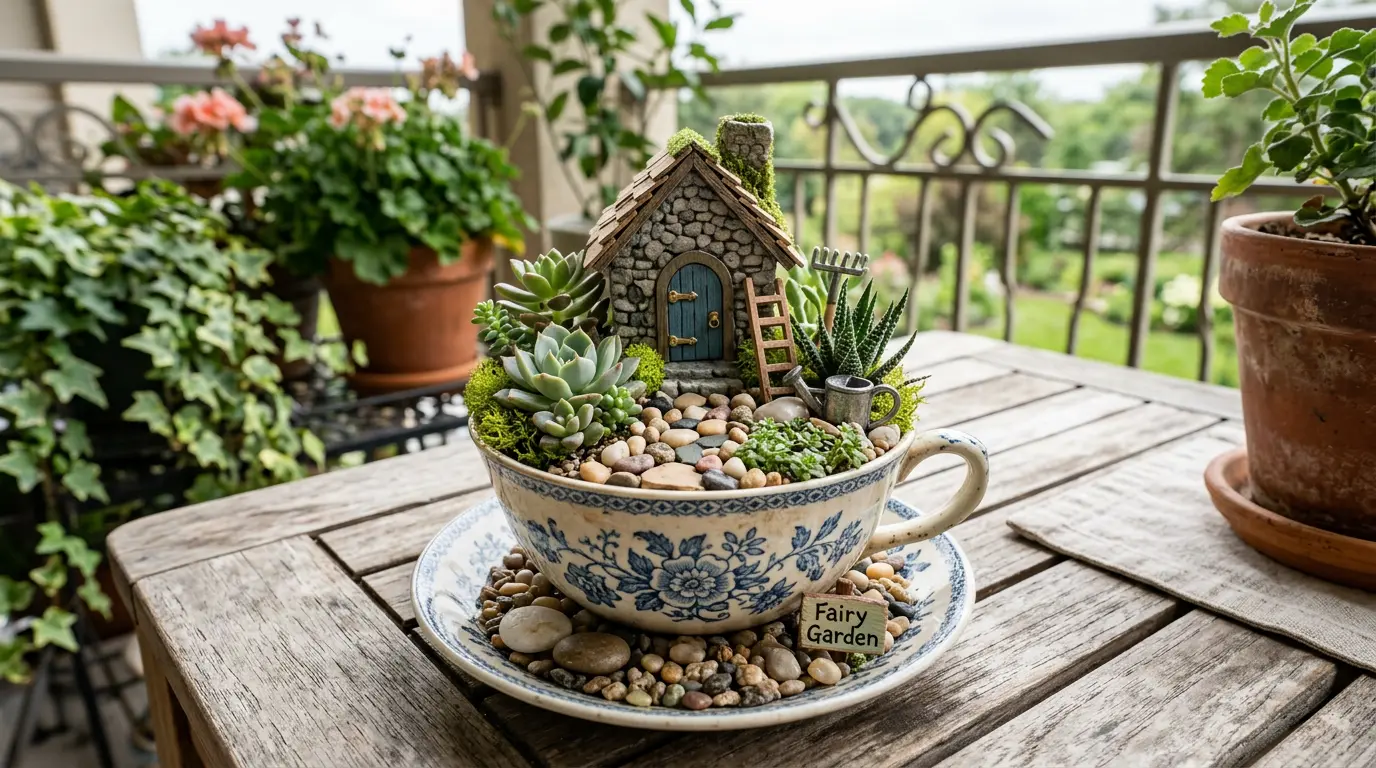 teacup patio fairy garden