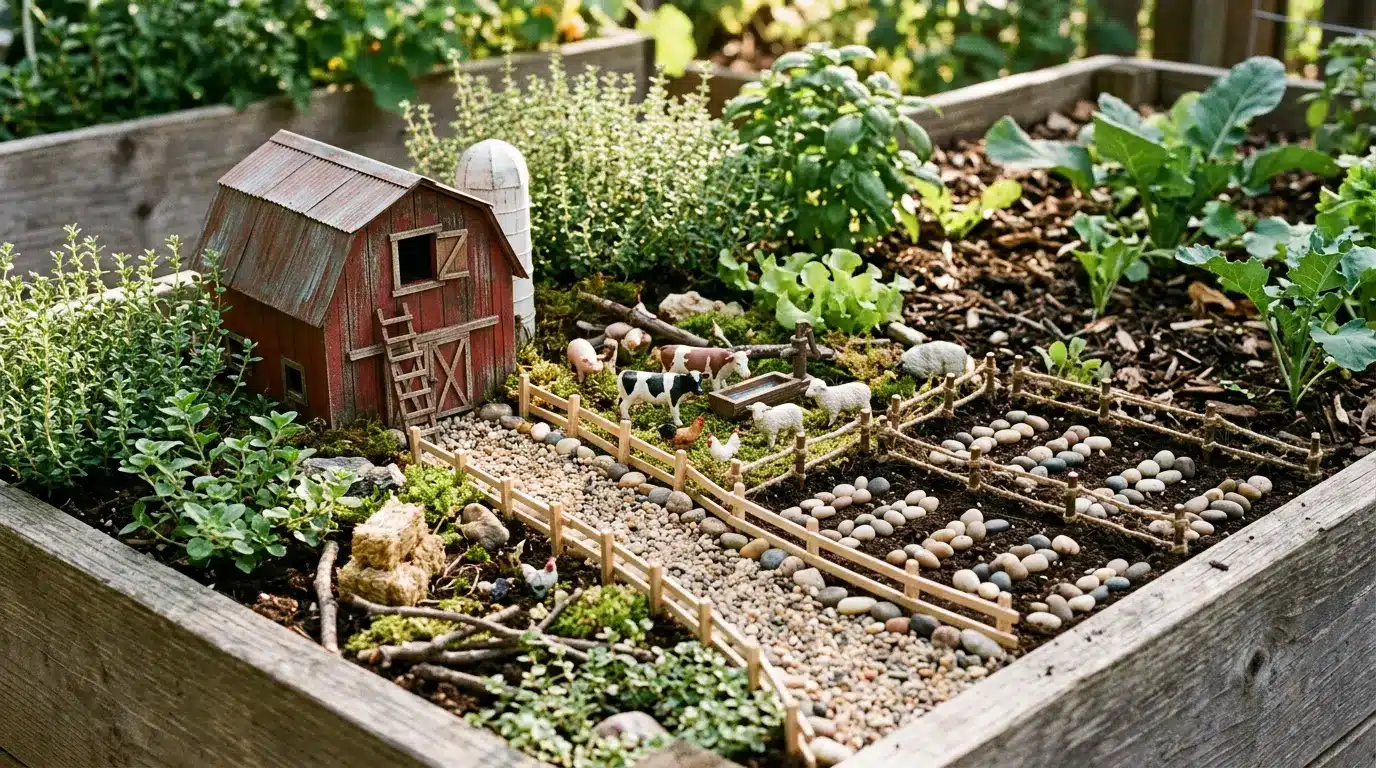 tiny farm fairy garden