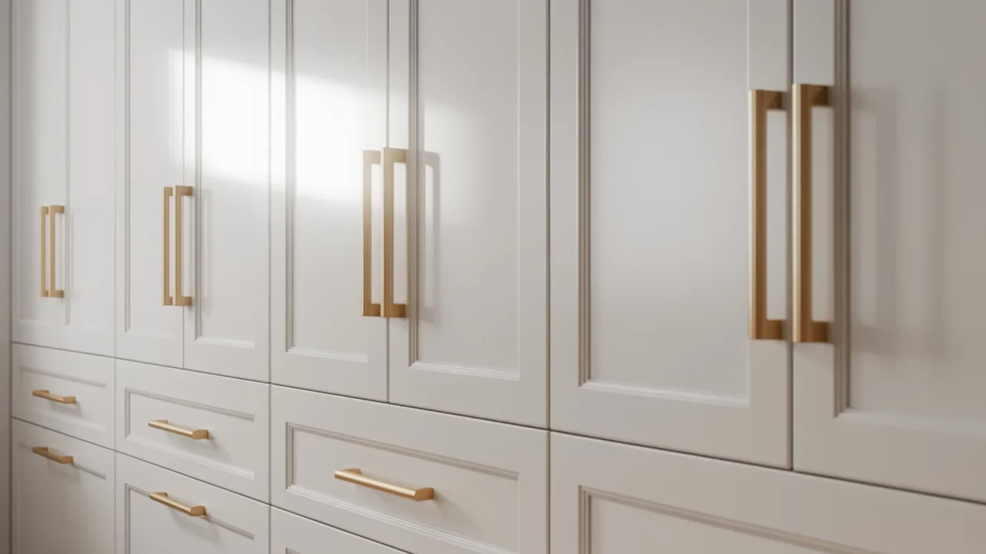 white shaker cabinets paired with gold handles are a stylish and timeless combination