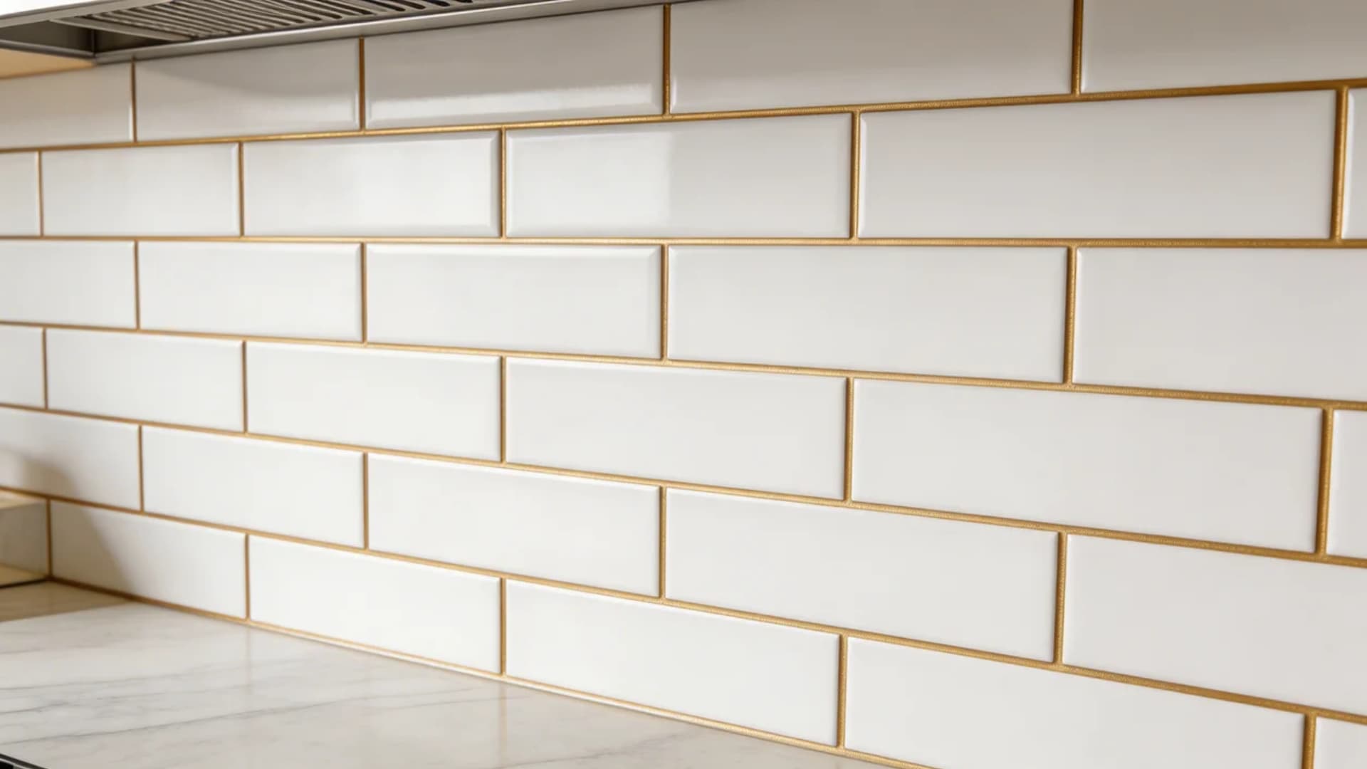 white subway tiles with gold grout offer a modern twist on a classic look the gold grout accentuates the clean lines of the tiles