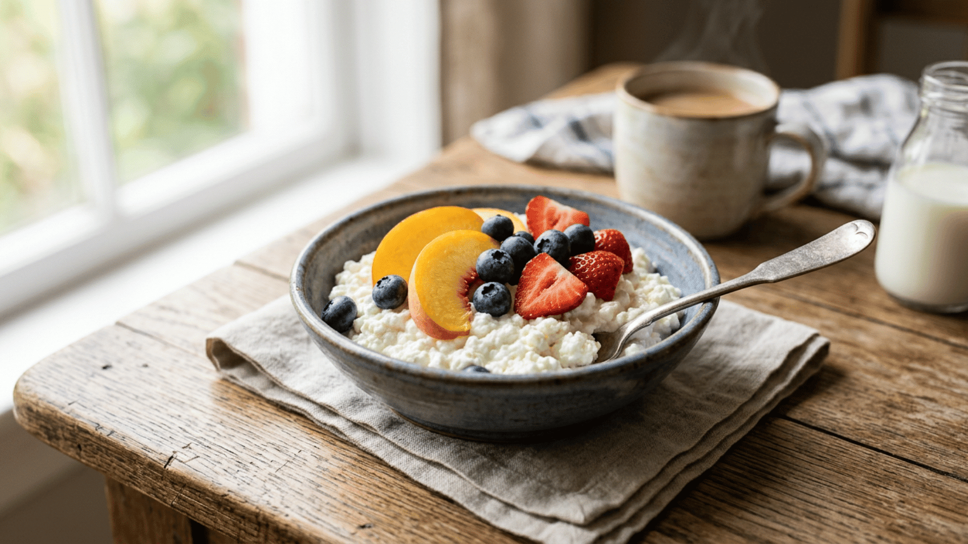 cottage cheese topped with fresh fruit as a nutritious post workout recovery snack