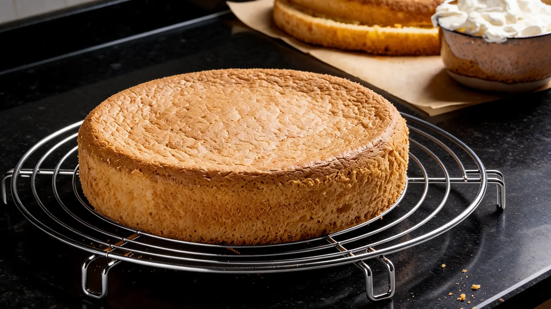 light airy pan di spagna sponge cake with soft golden crust and delicate texture on rustic surface