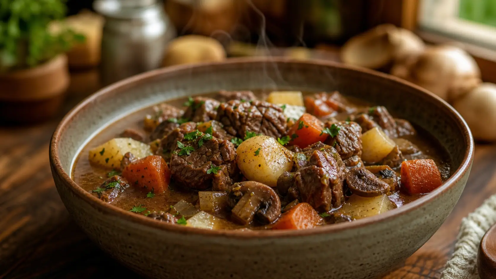 paleo beef stew soup with tender meat and vegetables hearty warm bowl