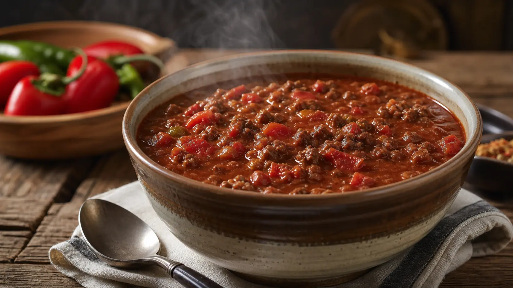 paleo chili soup bowl with beef tomatoes and peppers hearty warm meal