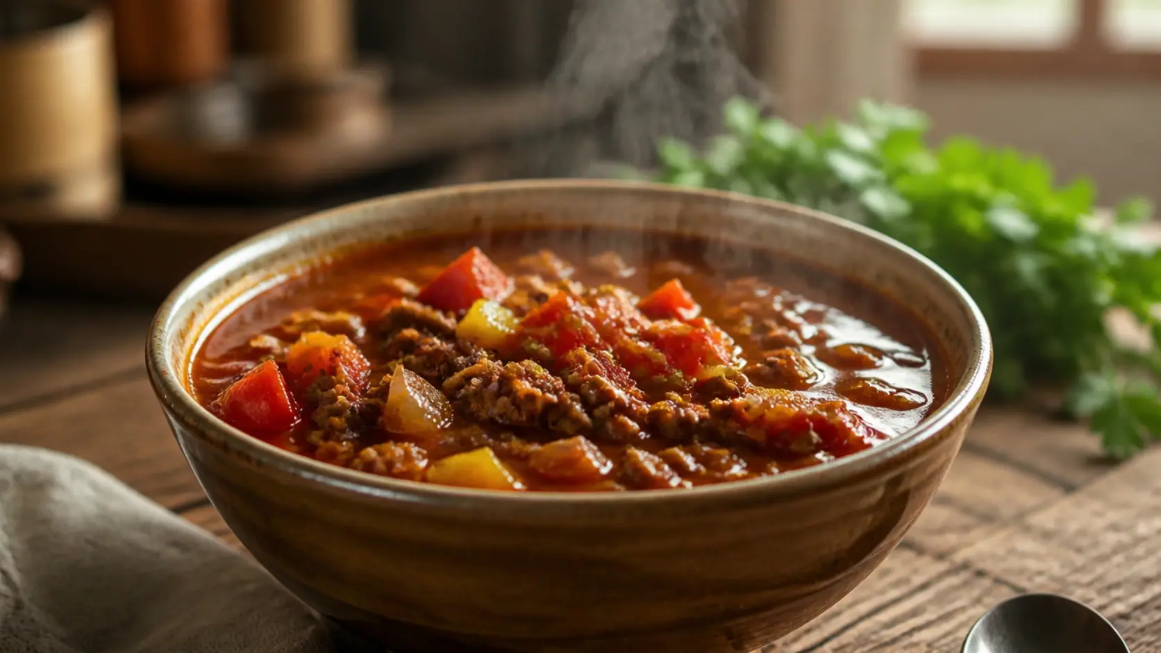 paleo taco soup bowl with beef peppers and tomatoes hearty homemade meal