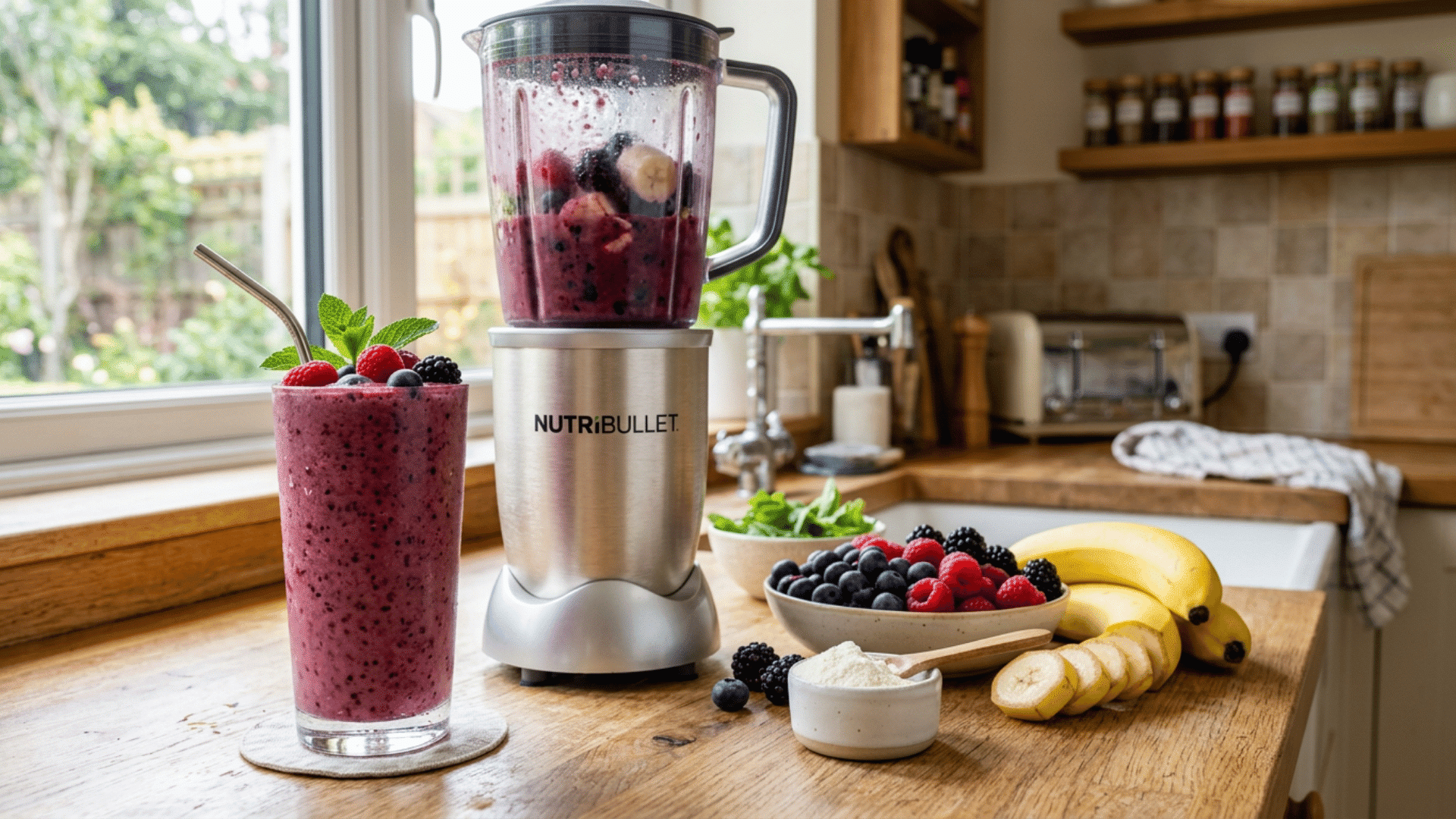 protein smoothie made with berries and banana for quick muscle recovery after workouts