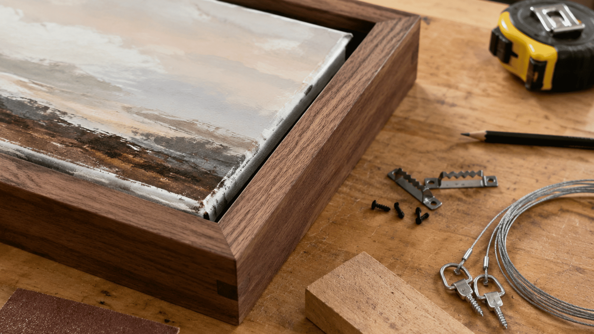 diy canvas frames with smooth wood edges aligned corners and neat finish on workbench