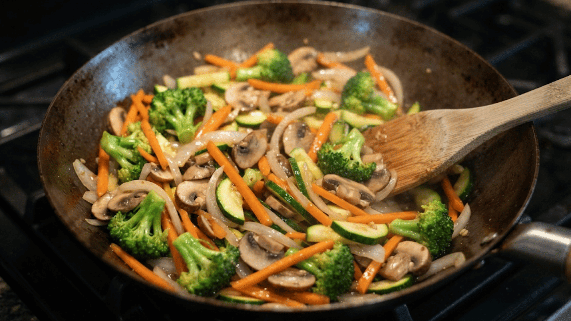 cooking colorful vegetables in a skillet for a flavorful chicken stir fry with crisp tender texture