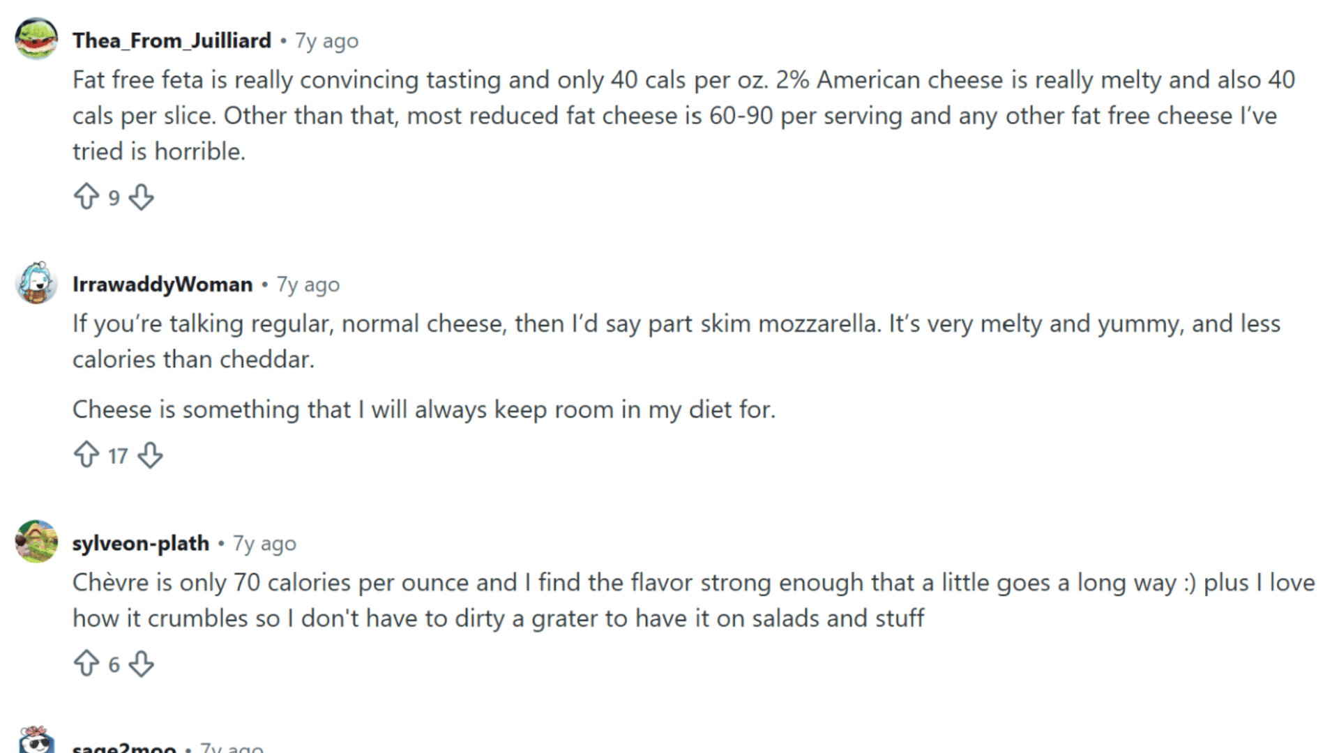reddit users share their favorite lower calorie cheeses including feta mozzarella and chèvre